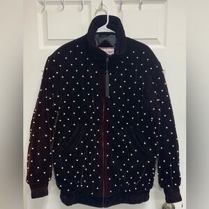 Adrianna Papell embellished bomber jacket sz S